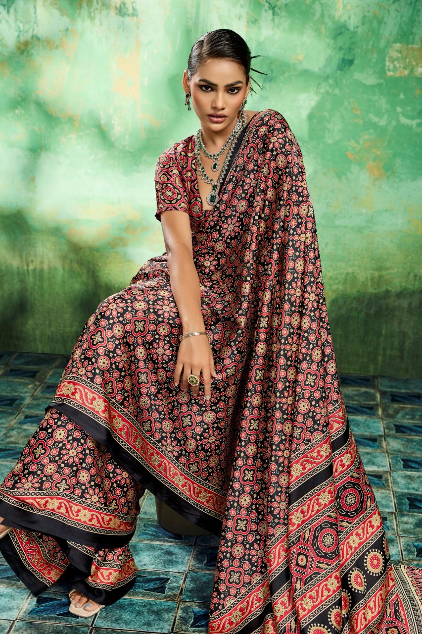 Rajtex Pure Ajrakh-039 Saree market in Pune