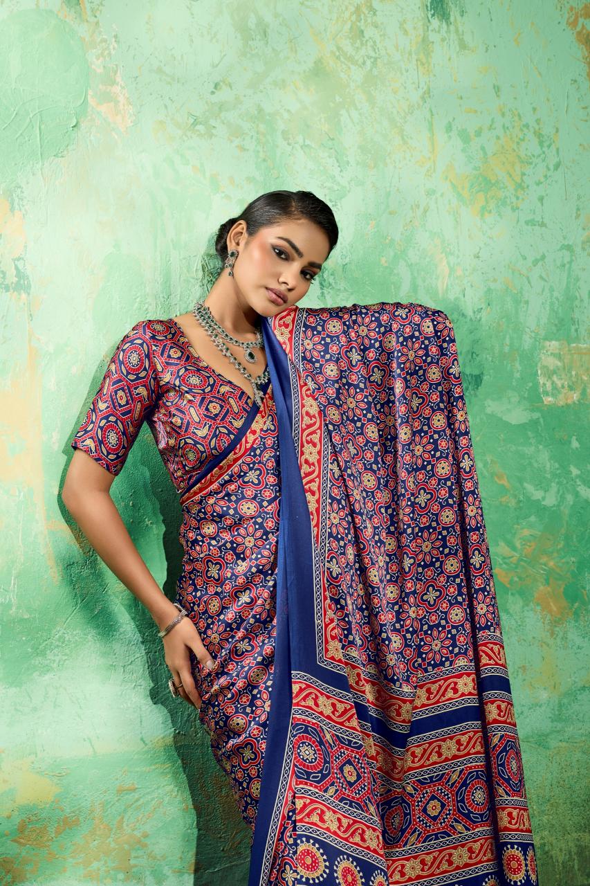 Rajtex Pure Ajrakh-039 Saree market in Pune