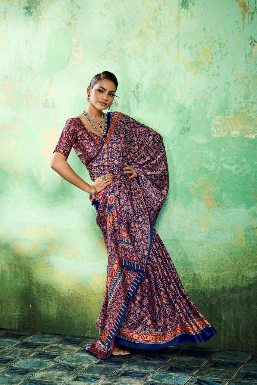 Rajtex Pure Ajrakh-039 Saree market in Pune