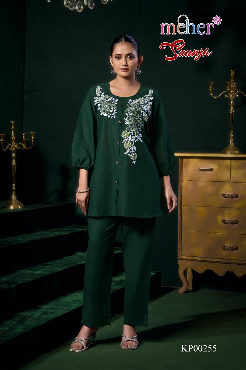SAANJH COTTON FLEX EMBROIDERED CO-ORD SET Kurti wholesale dealers in Bangalore
