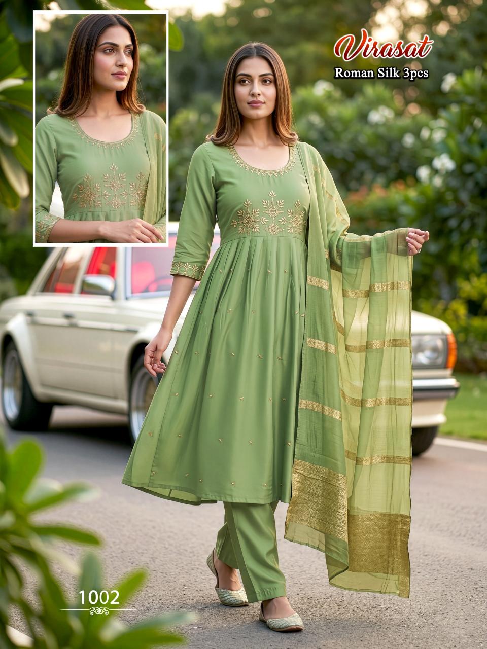 VIRASAT SILK ROMAN wholesale kurti set india