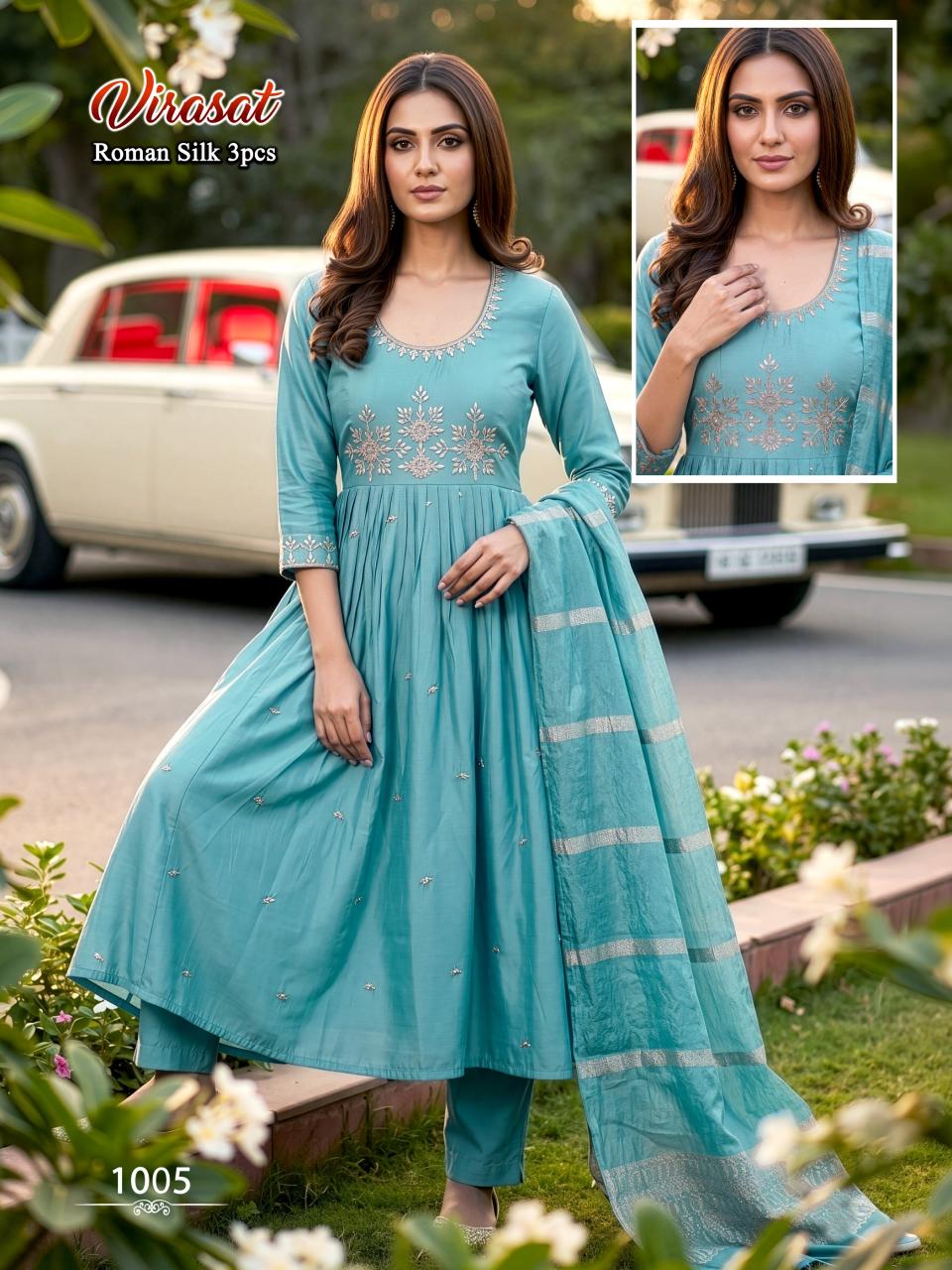 VIRASAT SILK ROMAN wholesale kurti set india