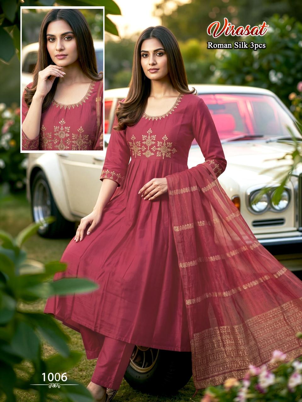 VIRASAT SILK ROMAN wholesale kurti set india