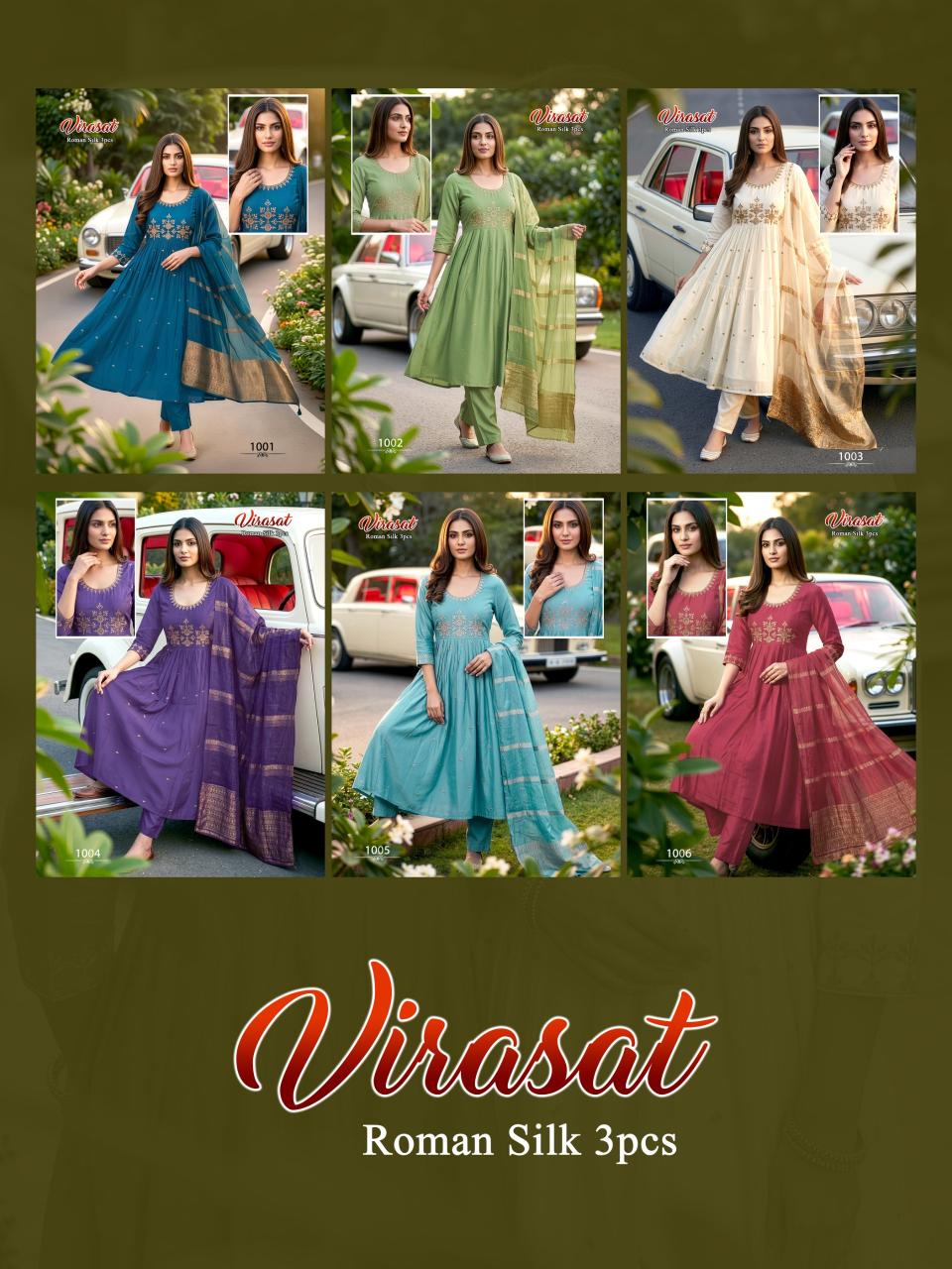 VIRASAT SILK ROMAN wholesale kurti set india