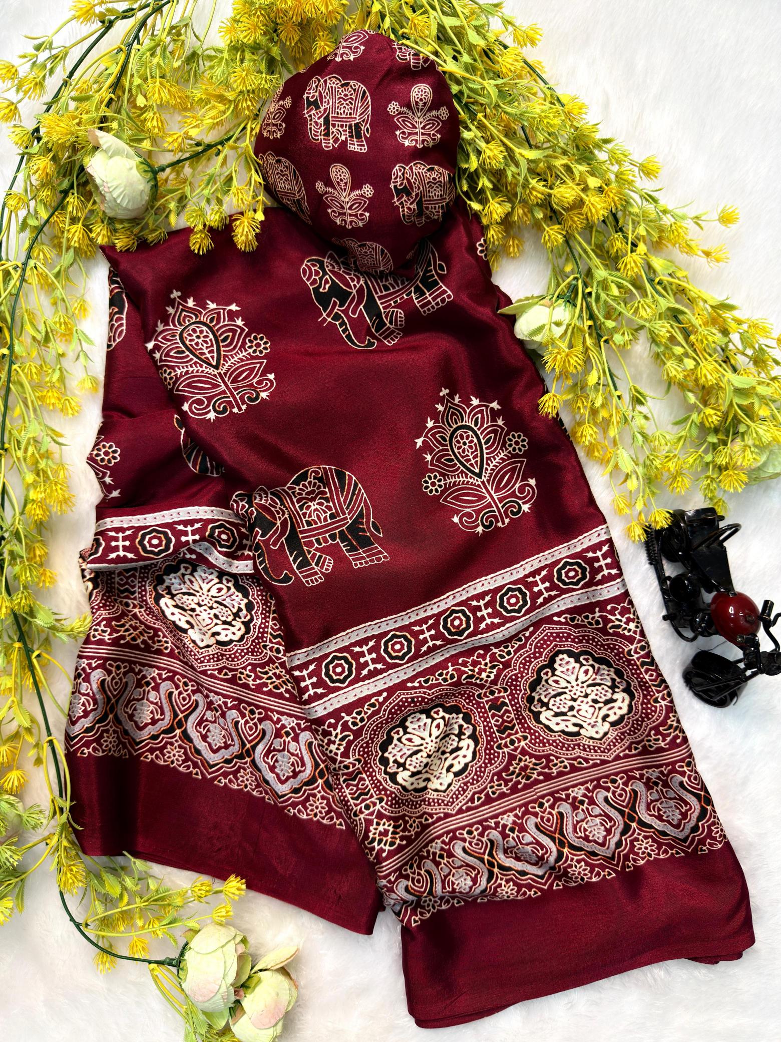 AJRAKH gajji creap silk Saree suppliers in Kolkata