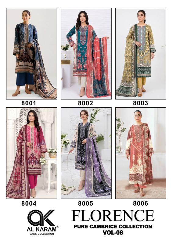 AL Karam Florence Vol-8 – Karachi Dress Material - Wholesale Catalog