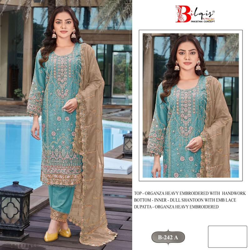 Bilqis B 242 catalog wholesale pakistani suit in surat
