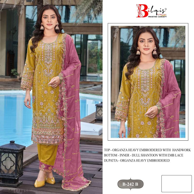 Bilqis B 242 catalog wholesale pakistani suit in surat