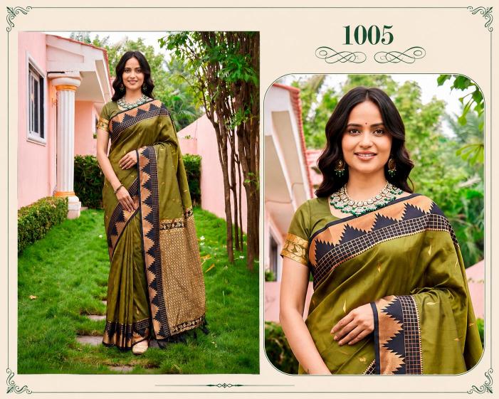 Bunawat - Lichi Sangam Prints Soft Silk Woven Work Traditional Saree