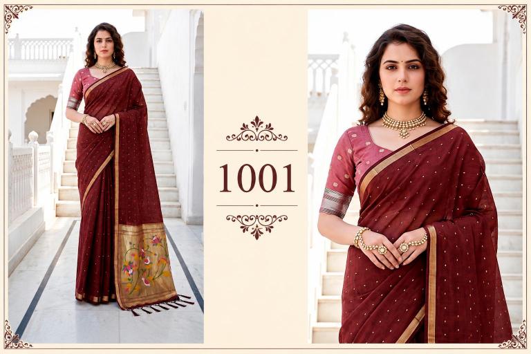 Bunawat - Prachi Cotton-02 Sangam Prints Cotton Woven Work Traditional Saree
