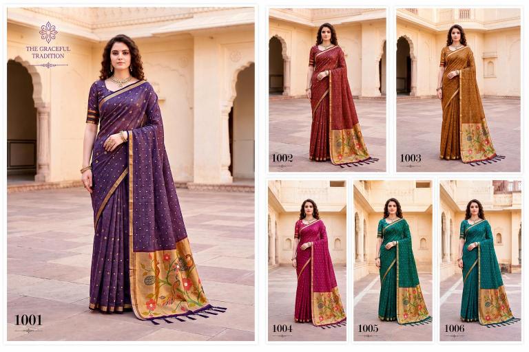Bunawat - Prachi Cotton Sangam Prints Cotton Woven Work Traditional Saree