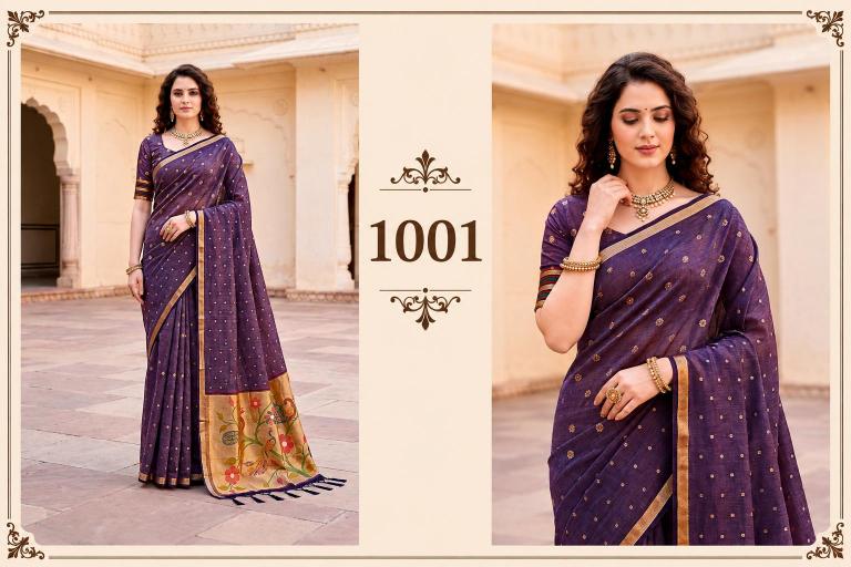Bunawat - Prachi Cotton Sangam Prints Cotton Woven Work Traditional Saree