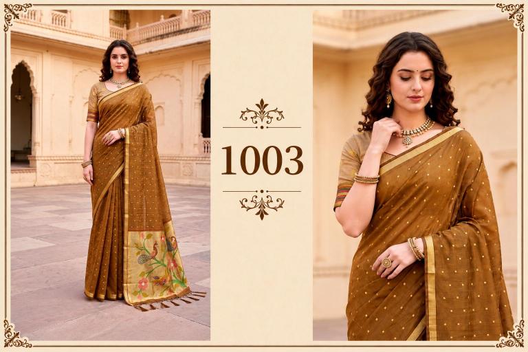 Bunawat - Prachi Cotton Sangam Prints Cotton Woven Work Traditional Saree