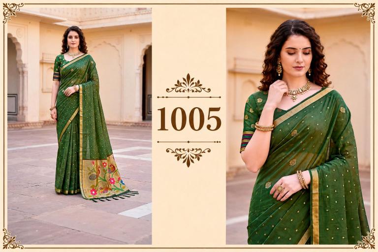 Bunawat - Prachi Cotton Sangam Prints Cotton Woven Work Traditional Saree