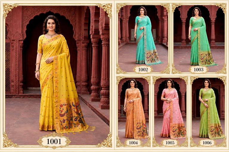 Bunawat - Tanya Cotton Sangam Prints Cotton Woven Work Traditional Saree