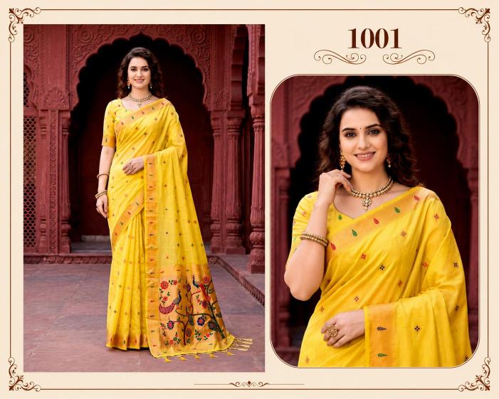 Bunawat - Tanya Cotton Sangam Prints Cotton Woven Work Traditional Saree