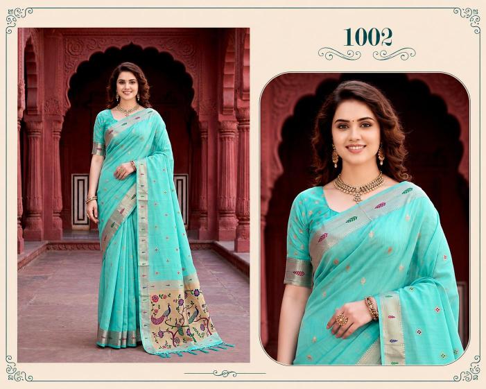 Bunawat - Tanya Cotton Sangam Prints Cotton Woven Work Traditional Saree
