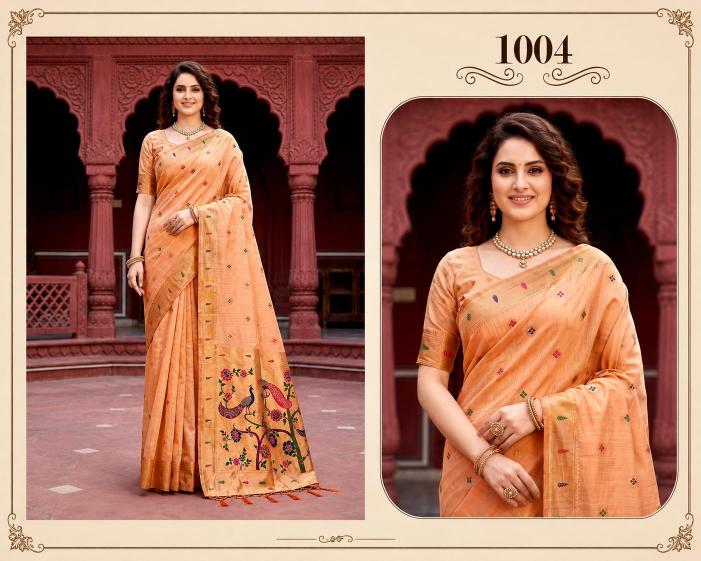Bunawat - Tanya Cotton Sangam Prints Cotton Woven Work Traditional Saree