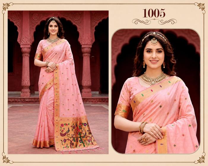 Bunawat - Tanya Cotton Sangam Prints Cotton Woven Work Traditional Saree