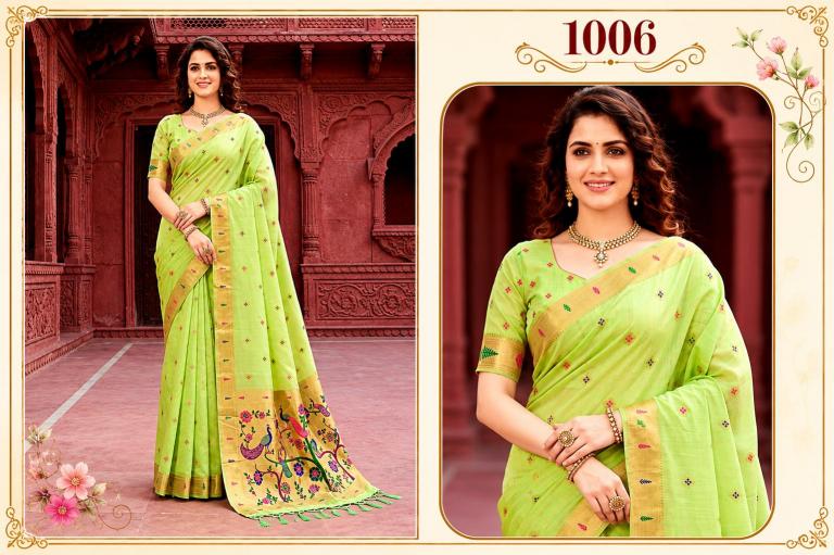 Bunawat - Tanya Cotton Sangam Prints Cotton Woven Work Traditional Saree