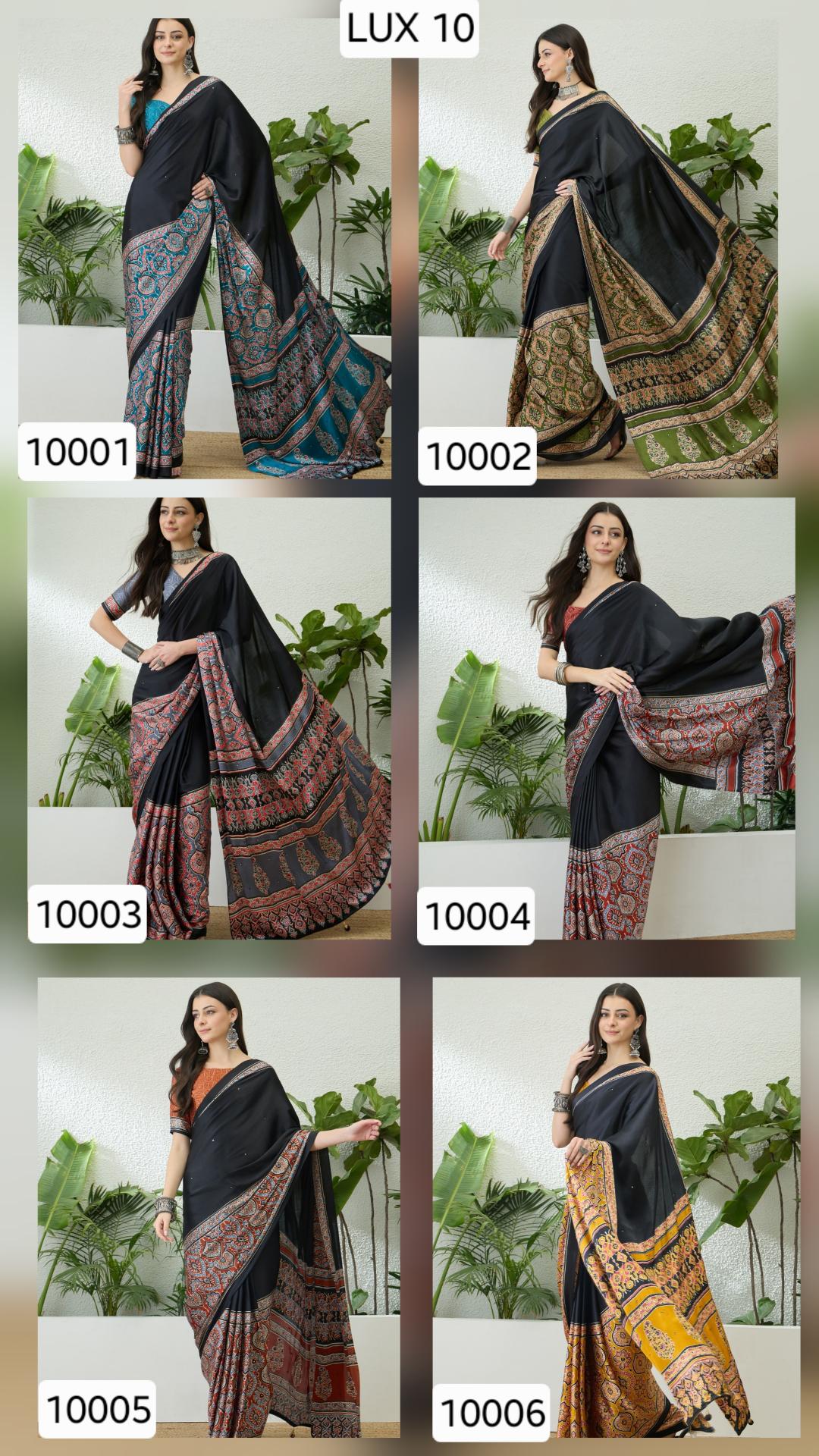 Dazira Brand presents Luxe 10 Sarees Catalogue Fabric Satin