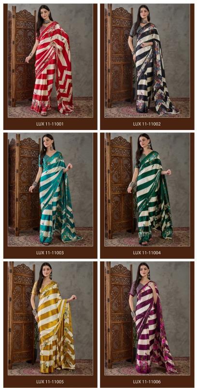 Dazira Brand presents Luxe 11 Sarees Catalogue Fabric Satin