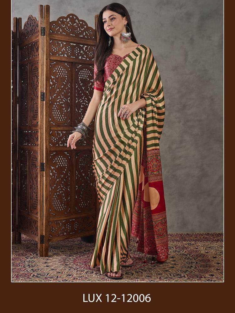 Dazira Brand presents Luxe 12 Sarees Catalogue Fabric Satin