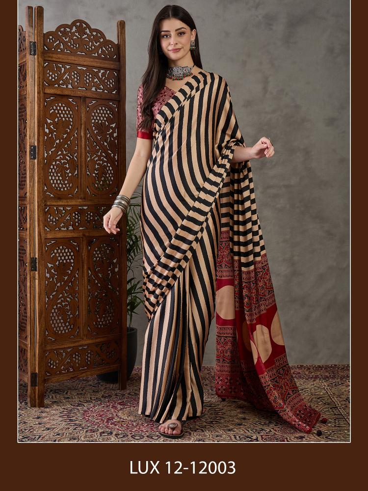 Dazira Brand presents Luxe 12 Sarees Catalogue Fabric Satin