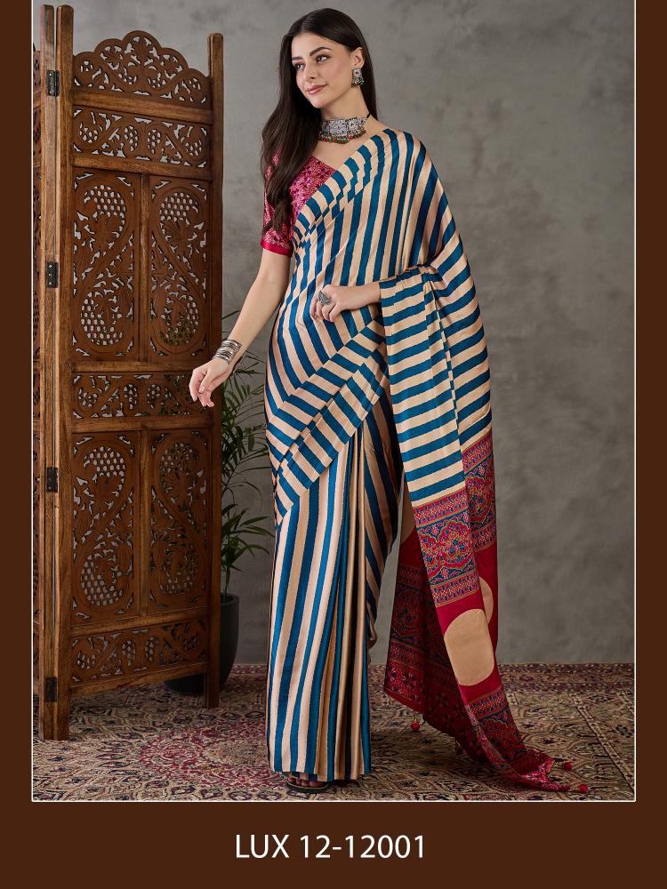 Dazira Brand presents Luxe 12 Sarees Catalogue Fabric Satin