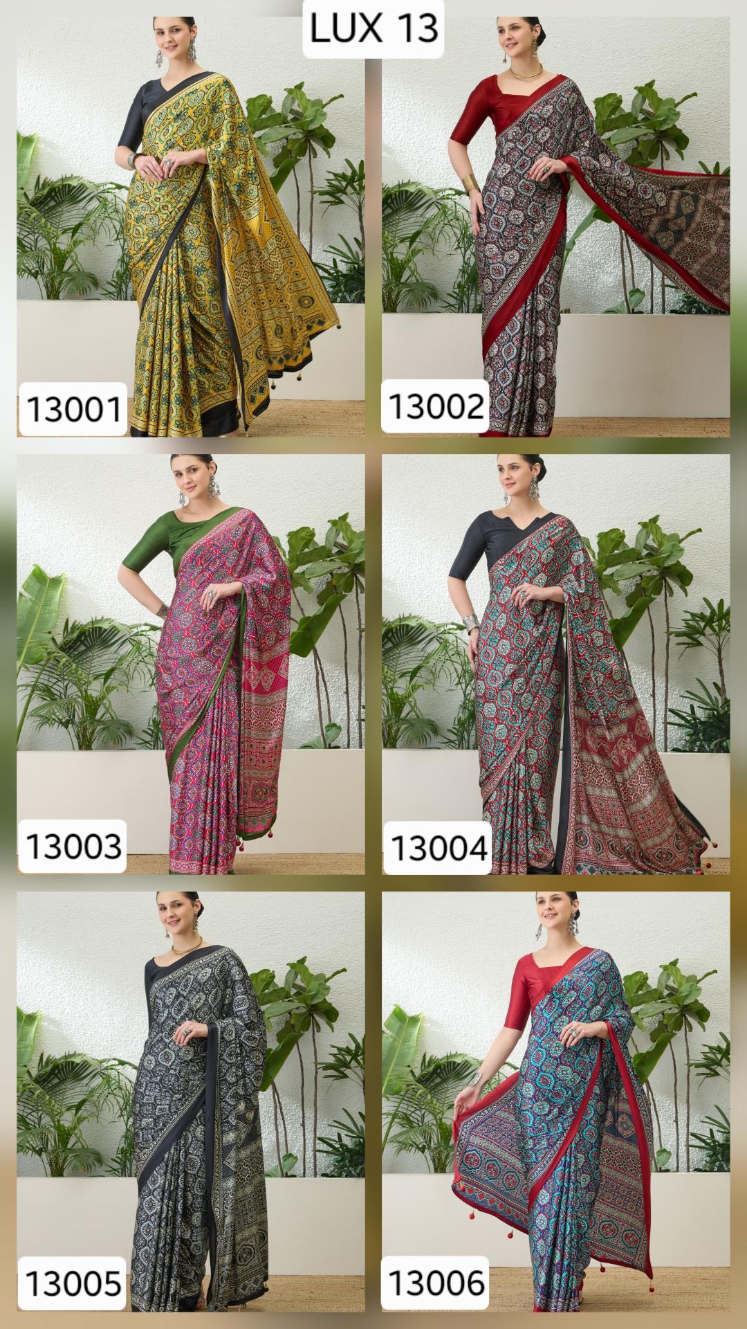Dazira Brand presents Luxe 13 Sarees Catalogue Fabric Satin
