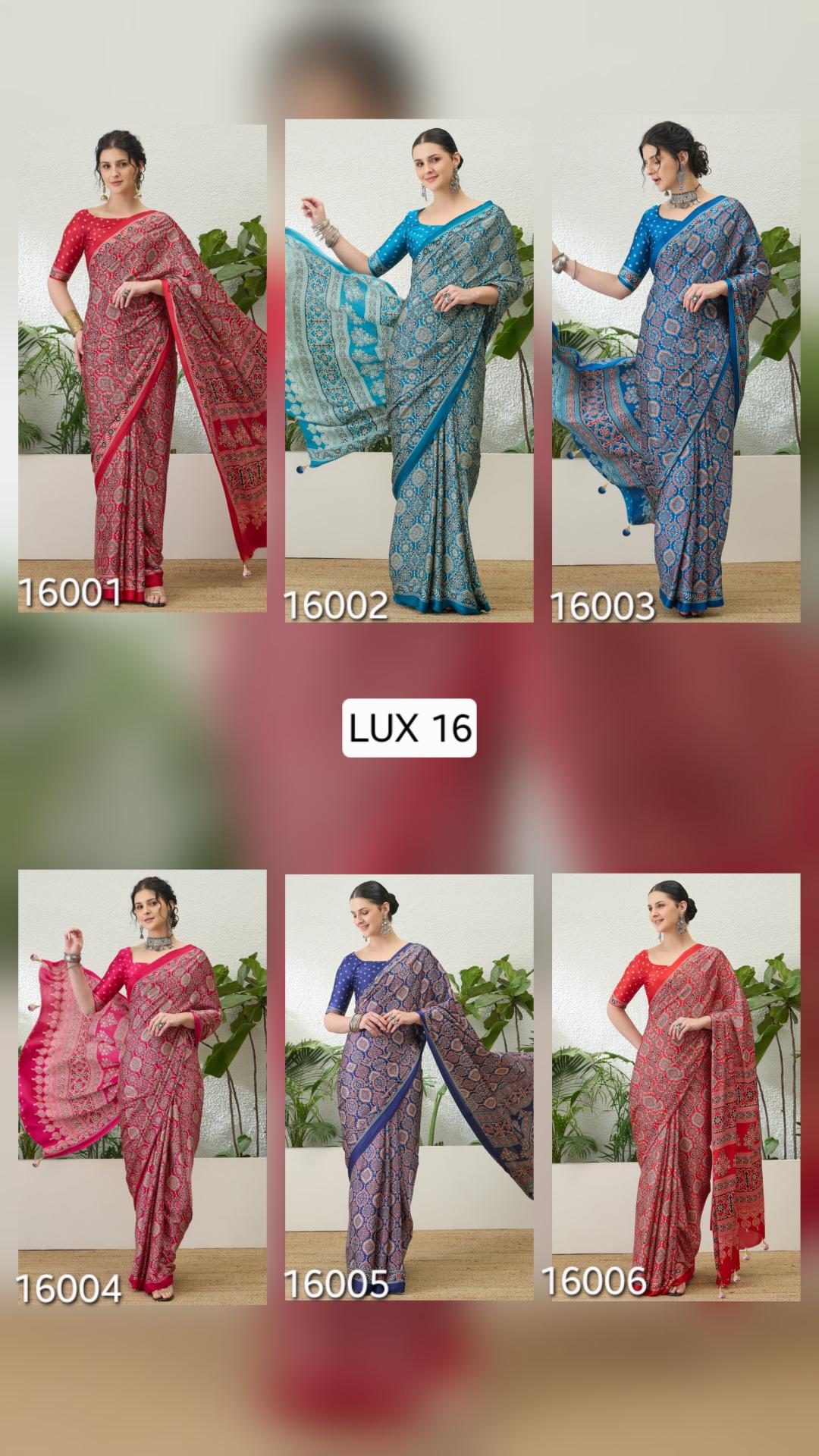 Dazira Brand presents Luxe 16 Sarees Catalogue Fabric Satin
