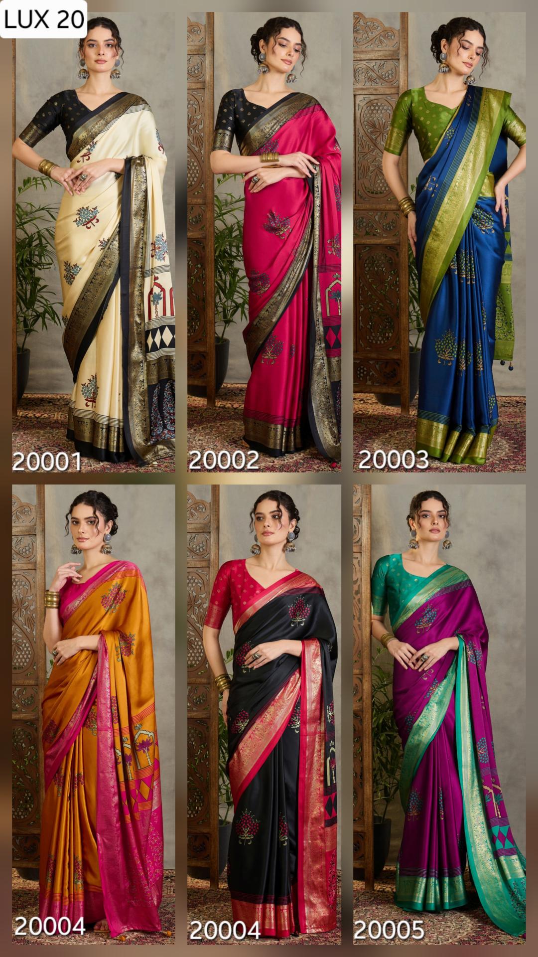 Dazira Brand presents Luxe 20 Sarees Catalogue Fabric Satin