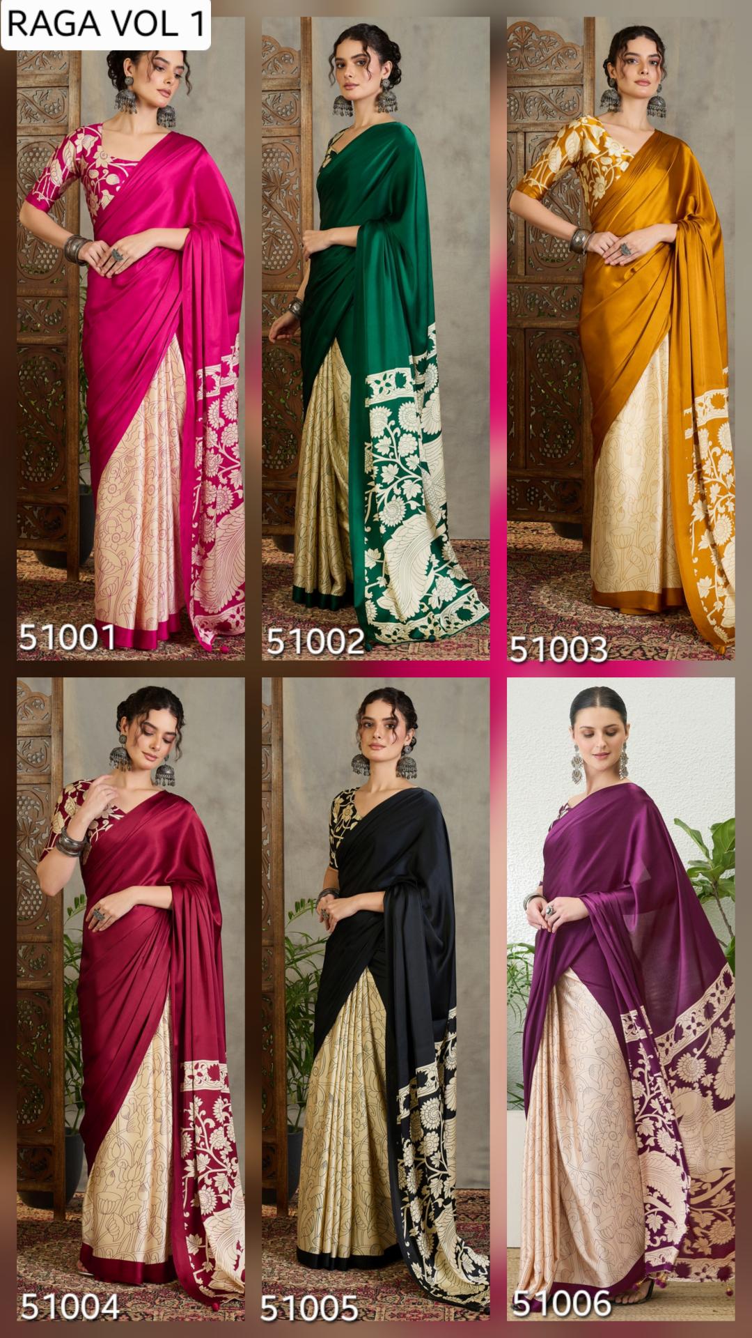Dazira Brand presents RAGA VOL 2 Sarees Catalogue Fabric Satin