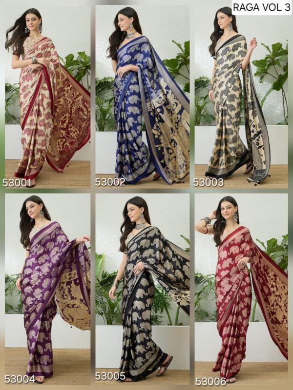 Dazira Brand presents RAGA VOL 3 Sarees Catalogue Fabric Satin