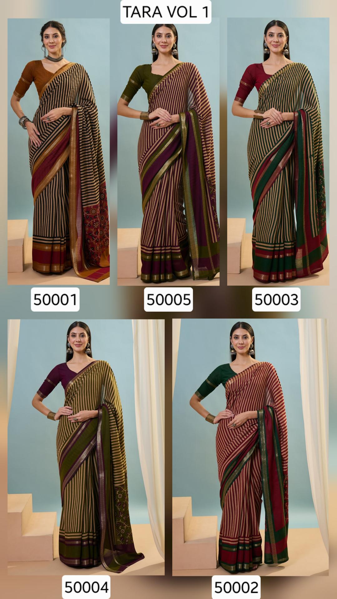 Dazira Brand presents TARA VOL 2 Sarees Catalogue Fabric PV COTTON