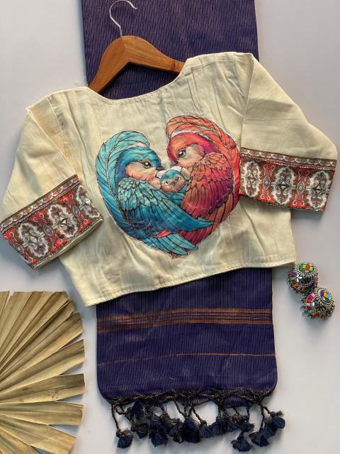 Dazira  lining khadi cotton Designer sarees in Hyderabad wholesale market