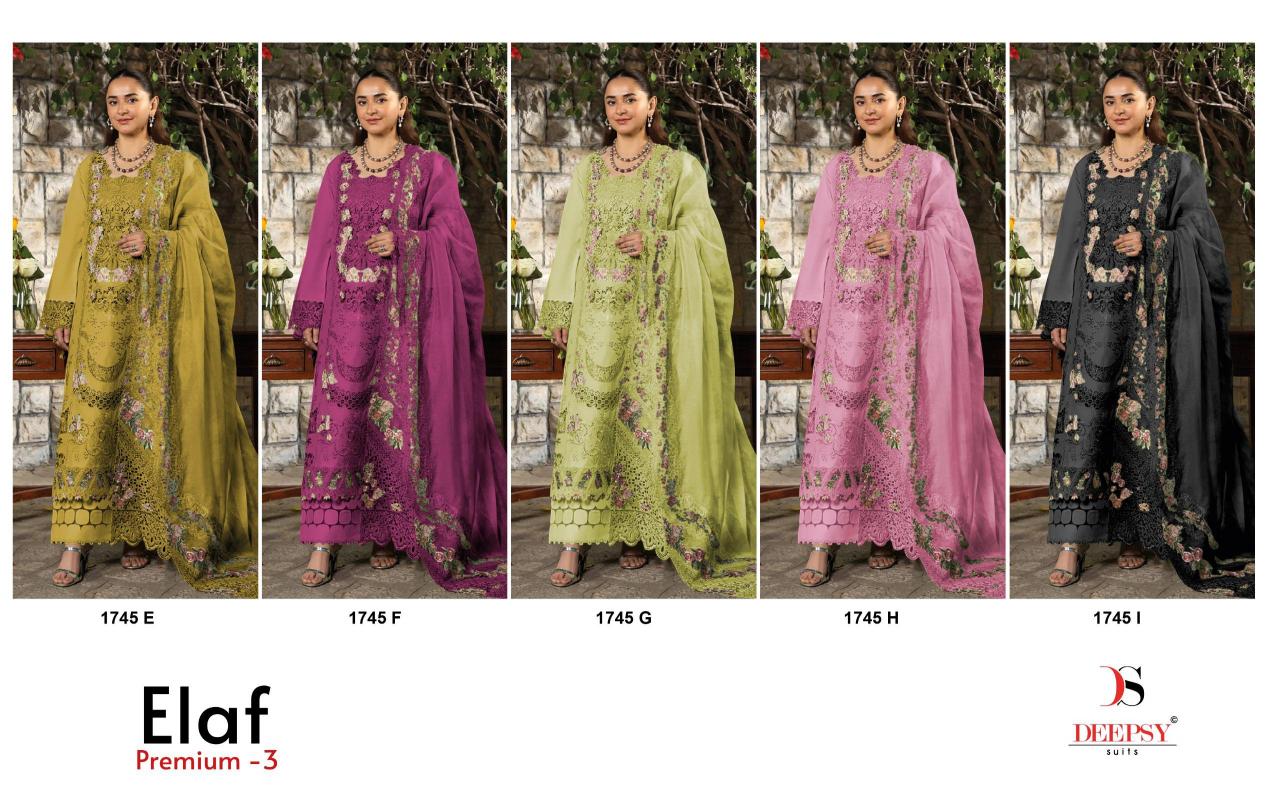 Deepsy Elaf Premium vol 3 d 1745 catalog wholesale pakistani suits in hyderabad