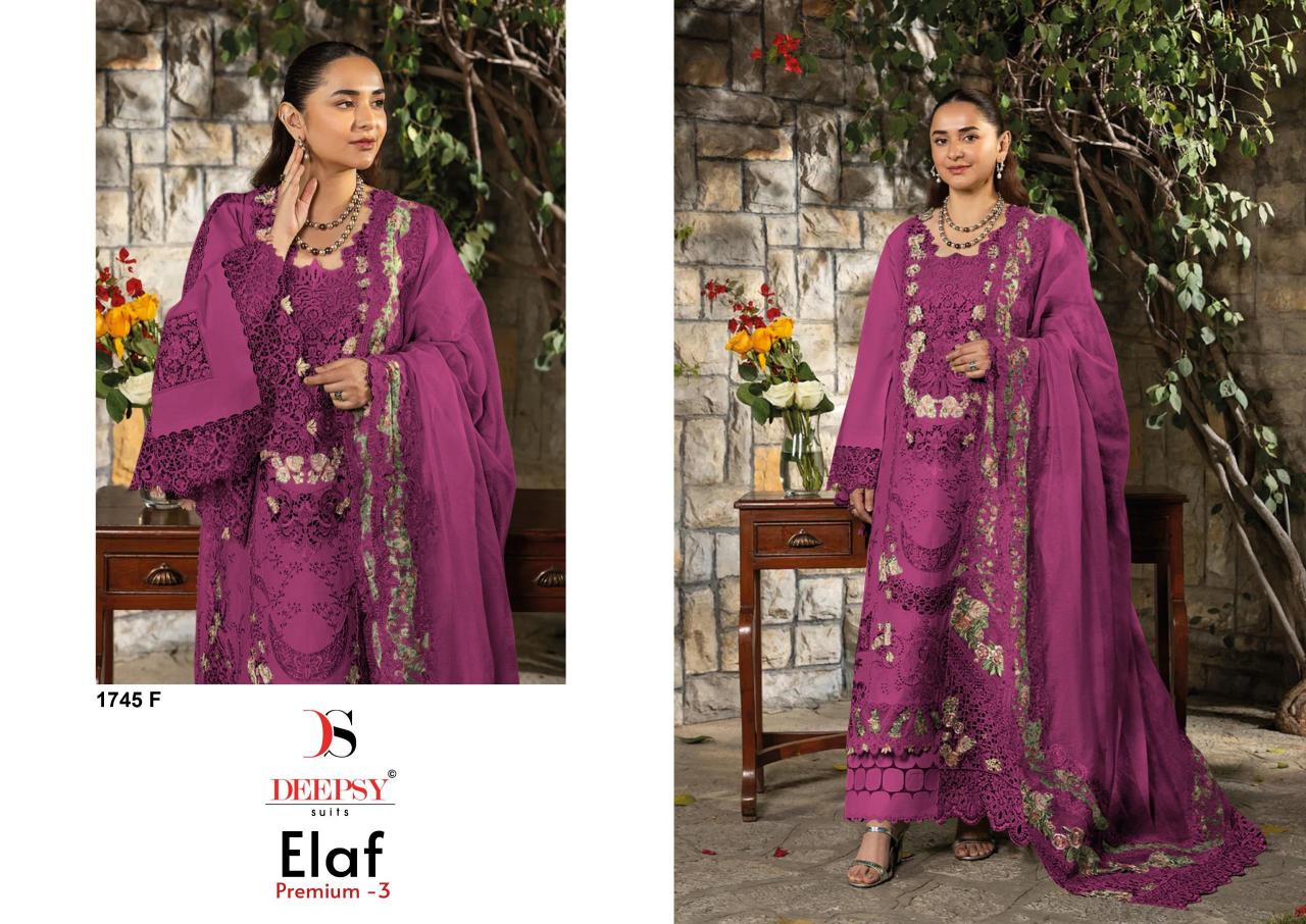 Deepsy Elaf Premium vol 3 d 1745 catalog wholesale pakistani suits in hyderabad