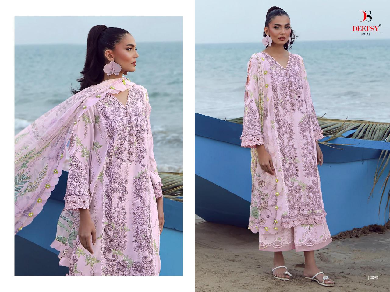 Deepsy Jade Flora Premium vol 2 catalog Chiffon dupatta wholesale pakistani designer suits