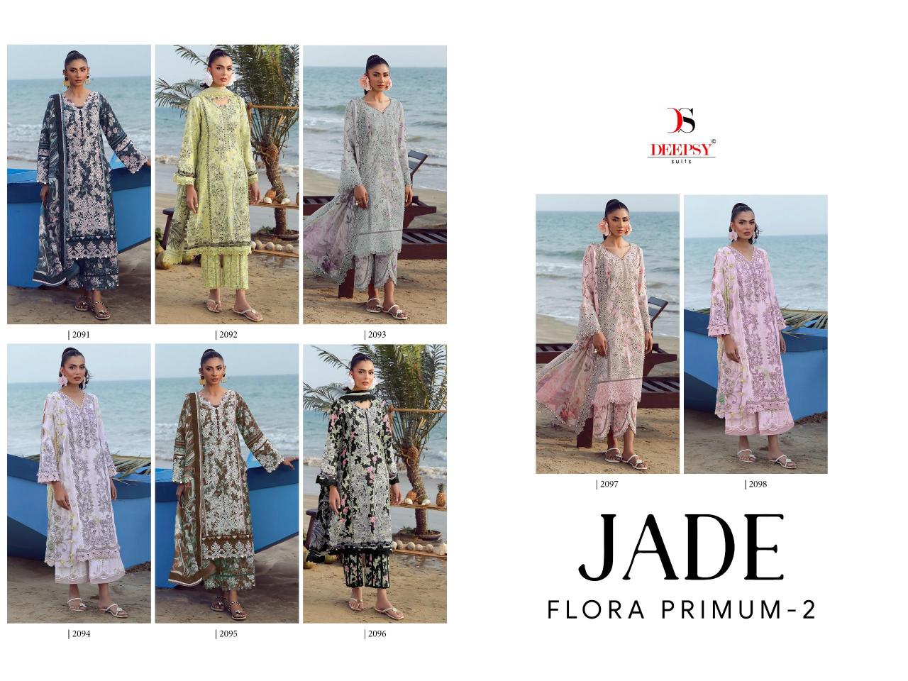 Deepsy Jade Flora Premium vol 2 catalog Cotton dupatta pakistani wholesale suits