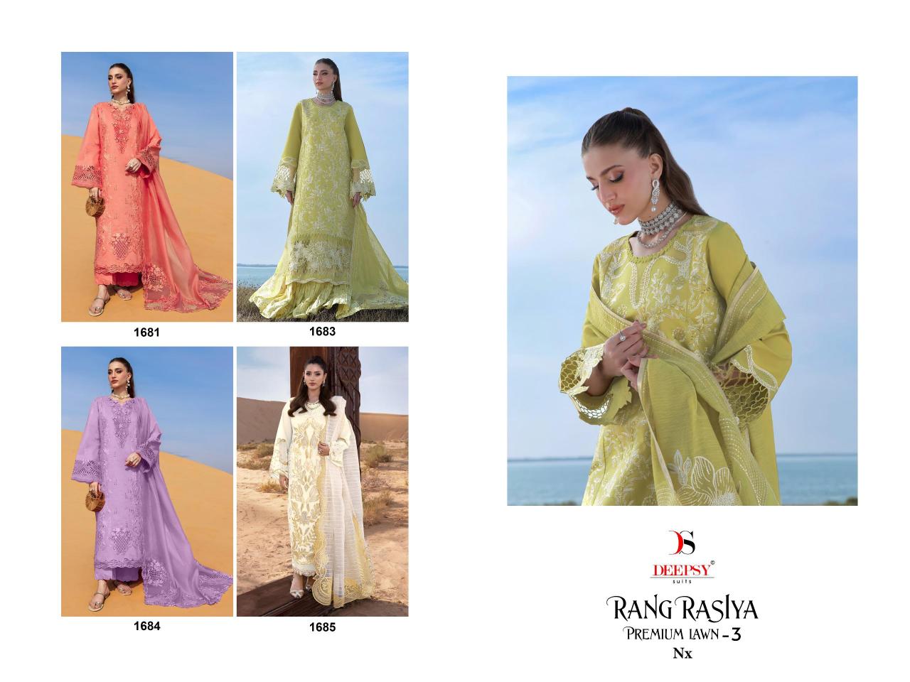 DEEPSY SUITS RANGRASIYA LAWN-3Nx Designer salwar kameez suppliers
