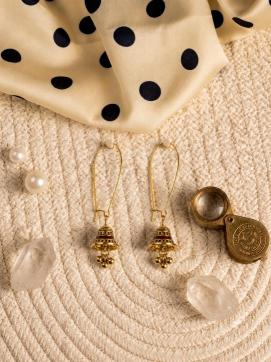 Designer Antique Gold Silver Plated Enamel Drop Earrings