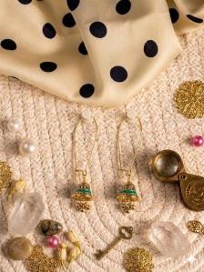 Designer Antique Gold Silver Plated Enamel Drop Earrings