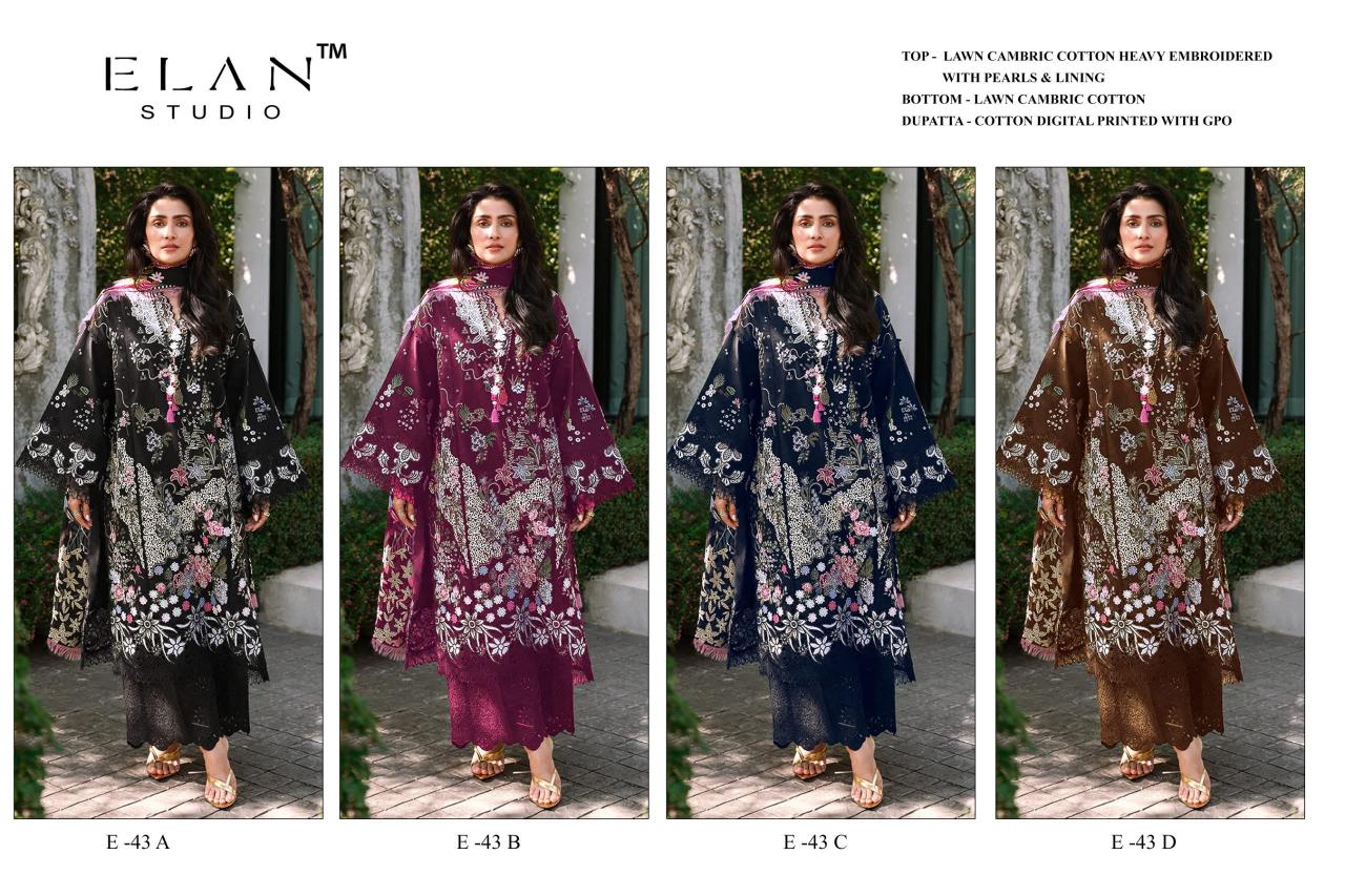 Elan E 43 catalog pakistani wholesale suits in india
