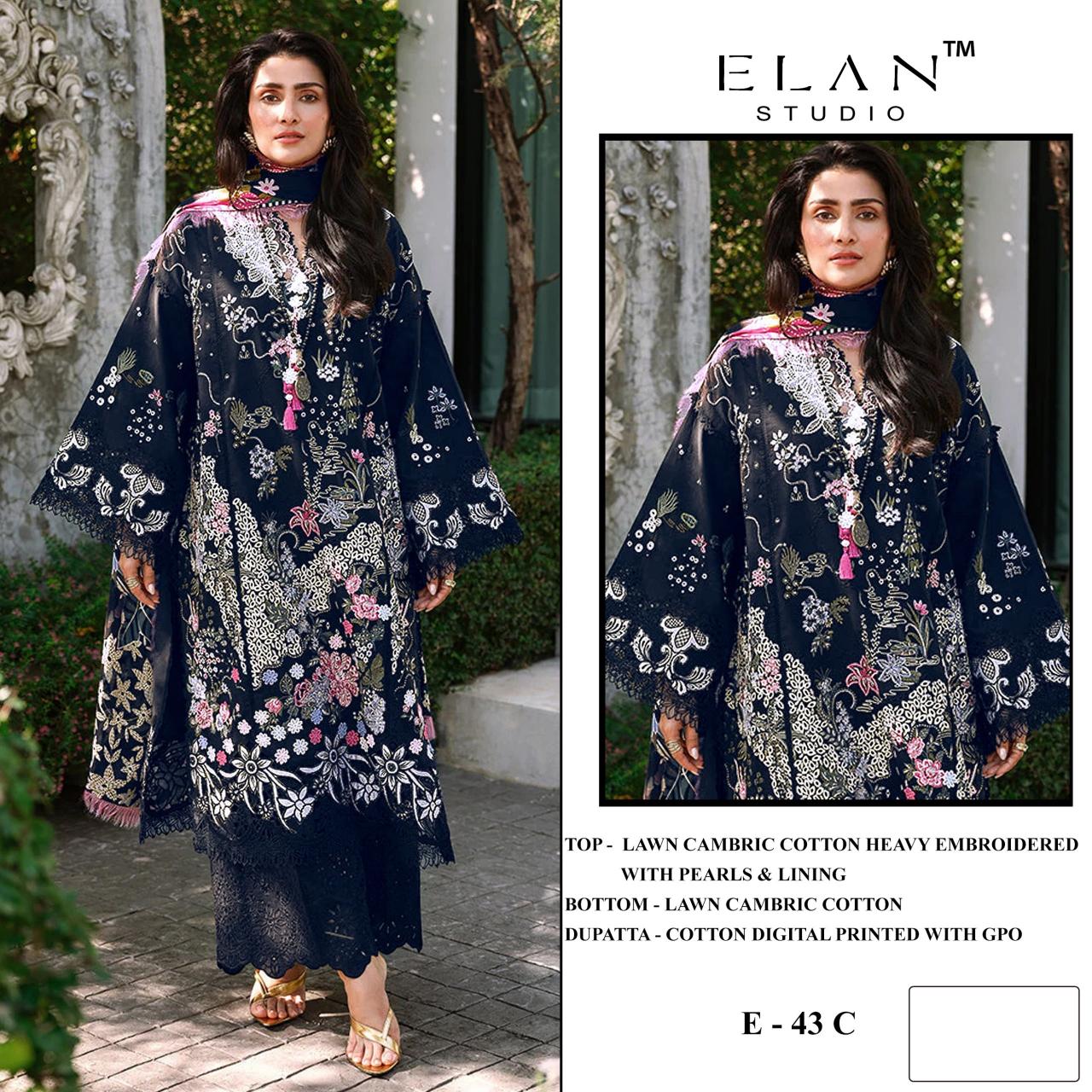 Elan E 43 catalog pakistani wholesale suits in india
