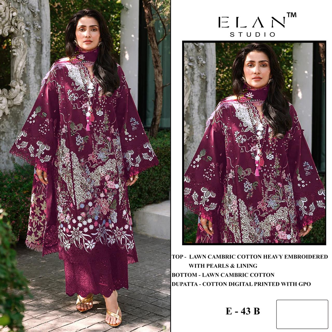 Elan E 43 catalog pakistani wholesale suits in india