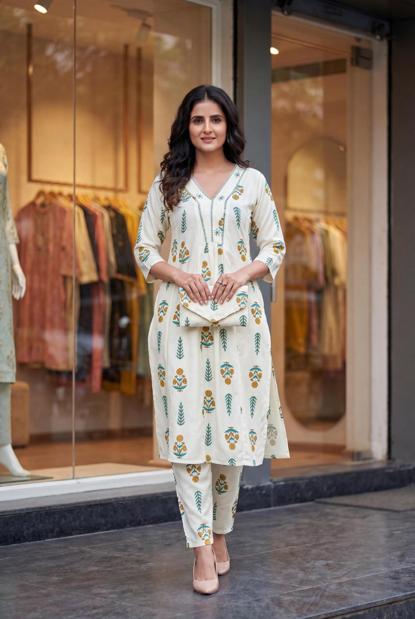 Felocity Rayon fabric Classy two piece Kurtis at wholesale prices in Delhi
