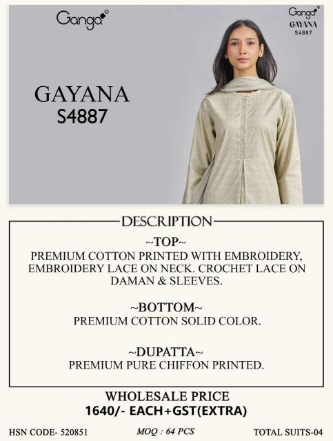 GANGA GAYANA 4887 Wholesale salwar suits in Hyderabad