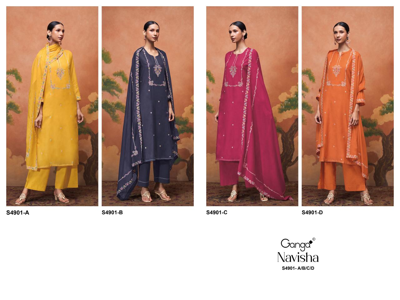 Ganga Navisha 4901 catalog salwar kameez wholesale market in mumbai