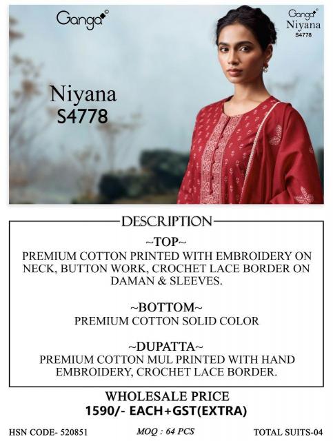 GANGA NIYANA 4778 Affordable salwar kameez wholesale suppliers